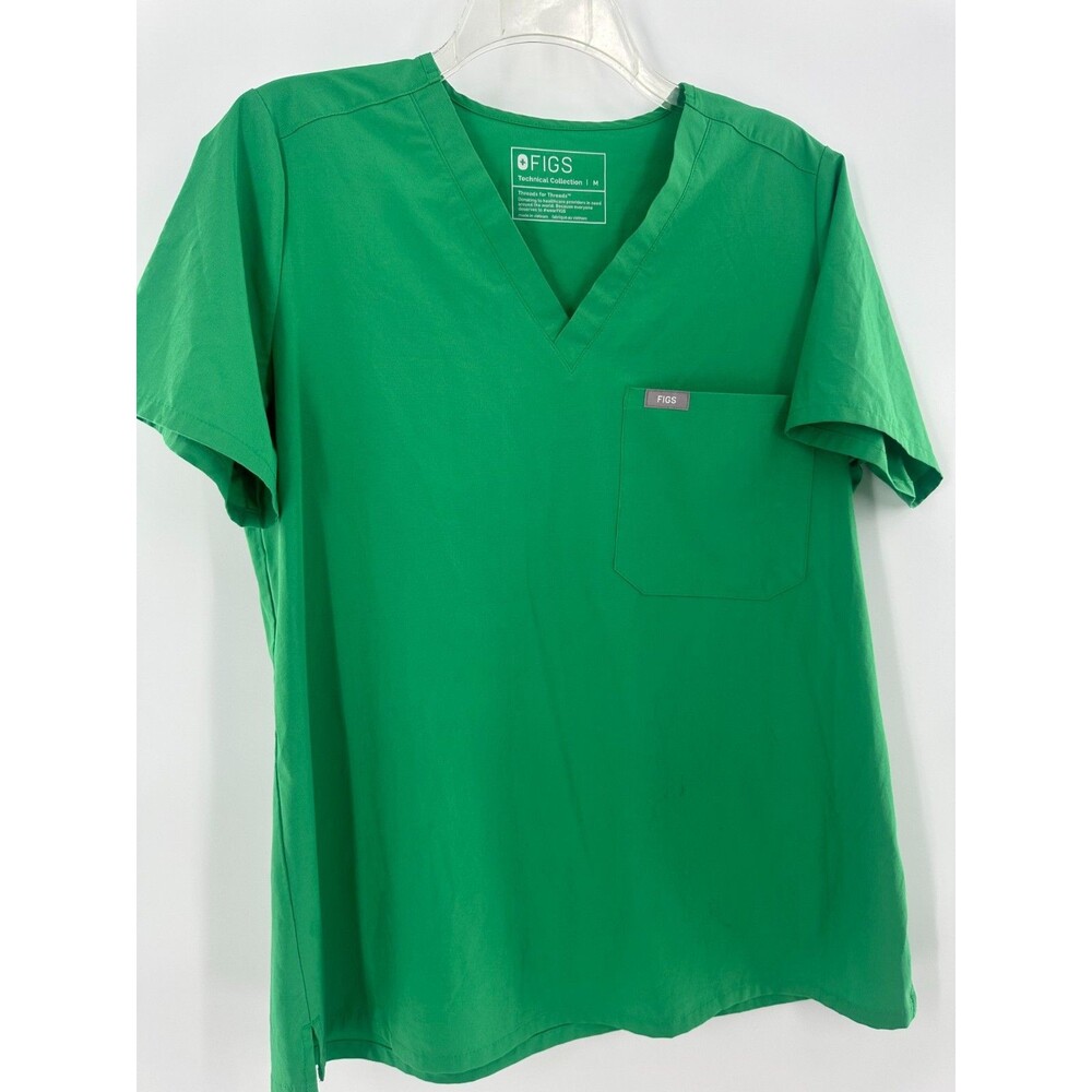 FIGS Catarina One Pocket Scrub Top Size M Kelly Green V-Neck Medical Nurse Sz M
